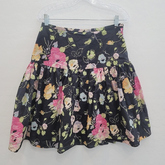 American Living Black Floral Print A-Line Skirt Women's Size 6 - Picture 8 of 11